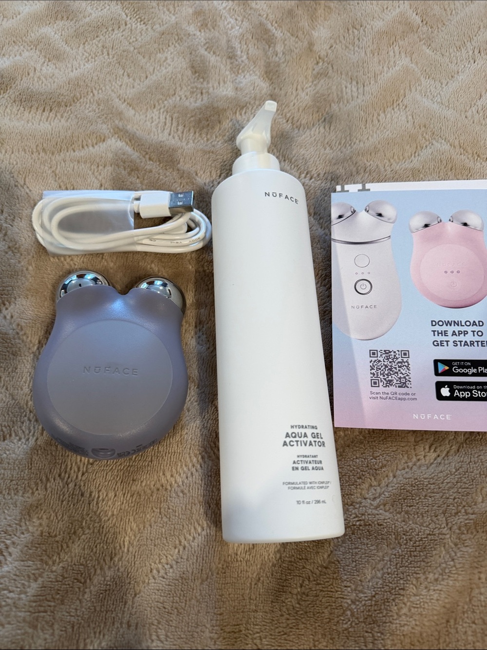 NuFACE Mini Facial Toner & Hydrating Aqua Gel Kit - Violet